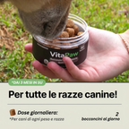 Dose giornaliera di VitaPaw: 2 bocconcini al giorno per cani di tutte le razze, dai 3 mesi